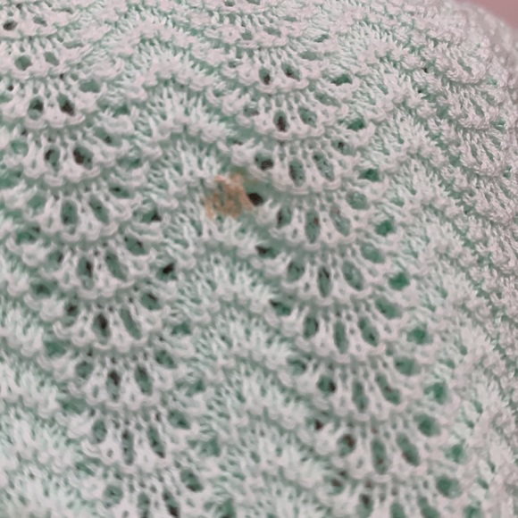 J. Crew Pointelle Ruffle Mock Neck Sweater Mint Green XS - Picture 10 of 10